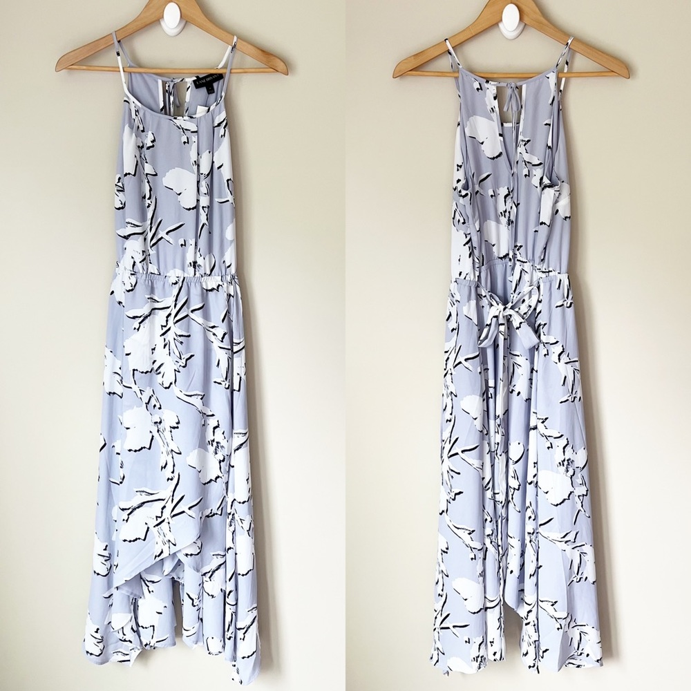 Lane Bryant Lilac Floral Bloom Chiffon Handkerchief Hem Midi Dress 14 Purple NWT - Picture 3 of 16